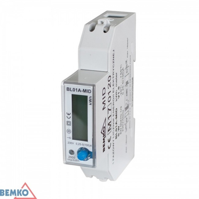 Fogyasztásmérő 1 fázisú 0,25-5 A   elektronikus kijelzővel